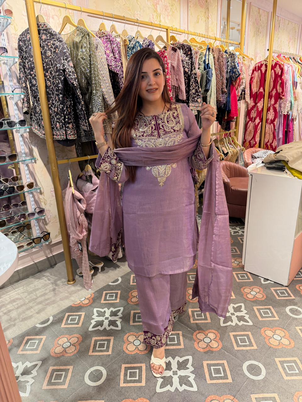 Lilac Noor Embroidered Suit Set