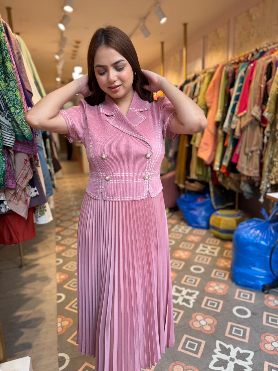 Belle Pleated Midi Dress