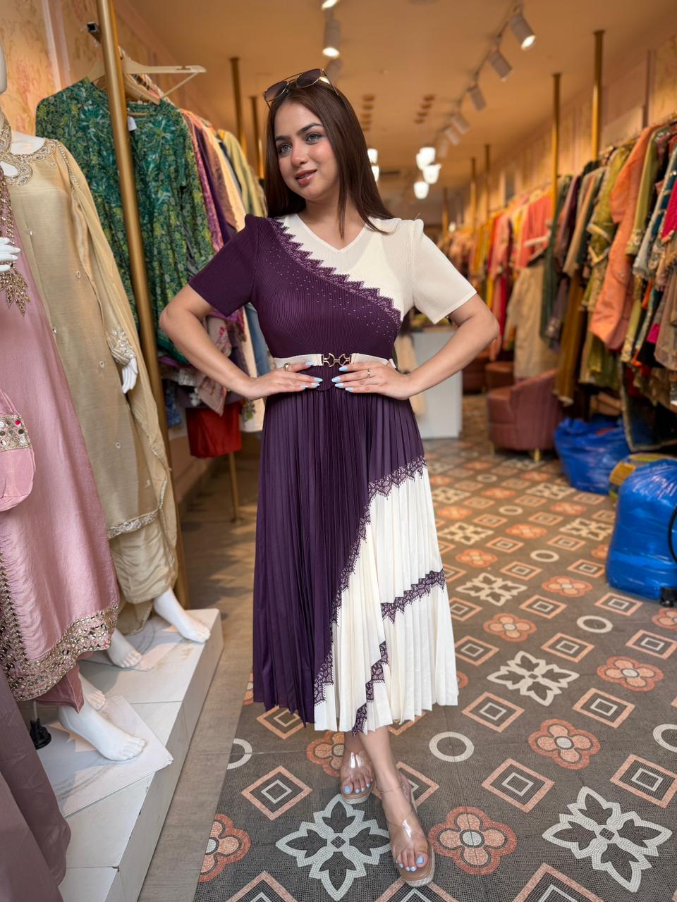 Srin Pleated Midi Dress