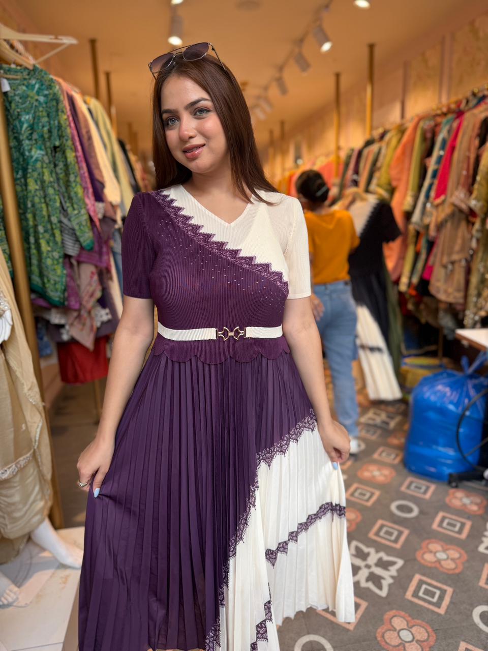 Srin Pleated Midi Dress