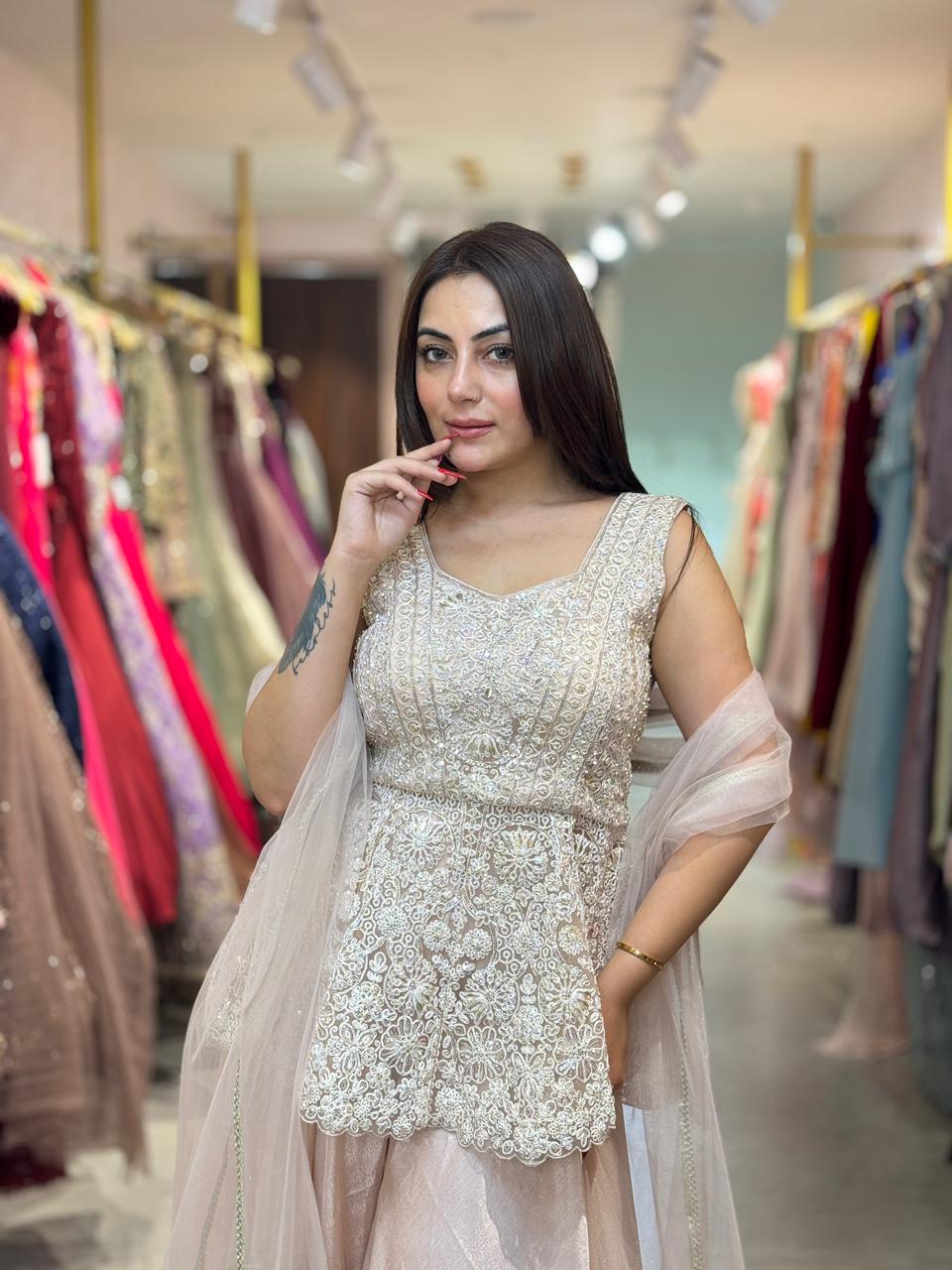 Niya Embroidered Sharara Set