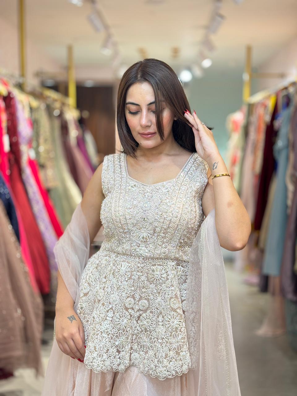 Niya Embroidered Sharara Set
