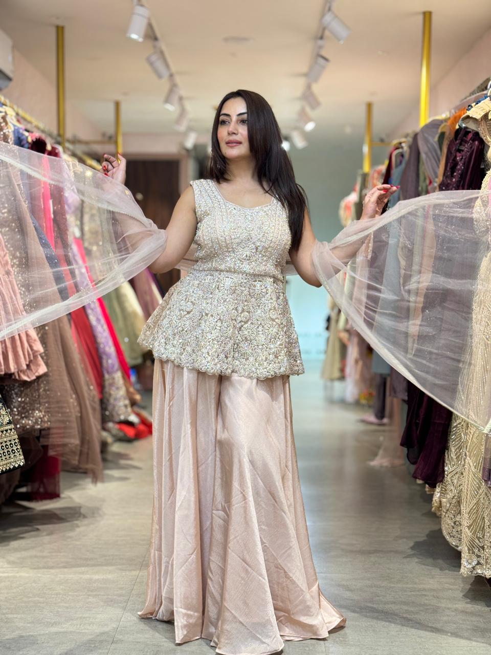 Niya Embroidered Sharara Set