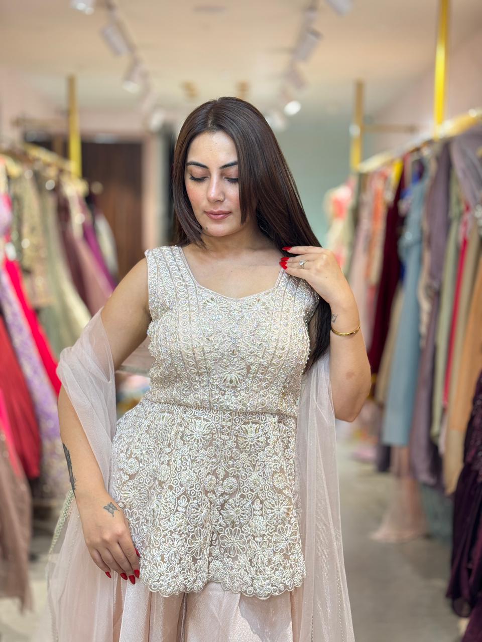 Niya Embroidered Sharara Set