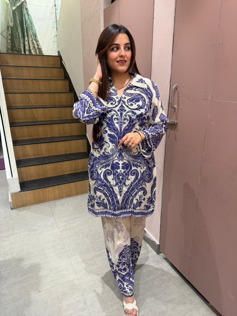Royal Blue Baroque Co-ord Set