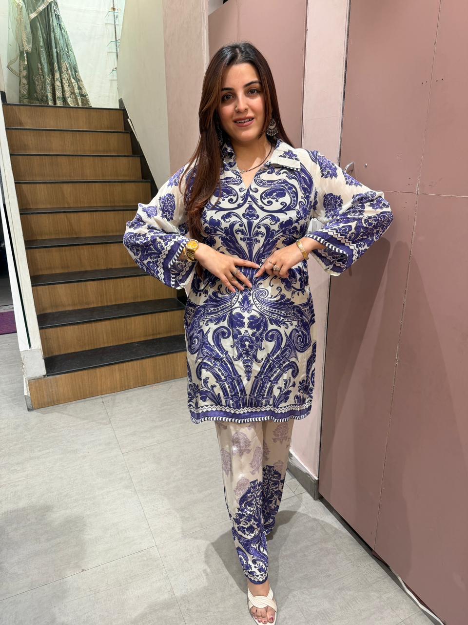 Royal Blue Baroque Co-ord Set