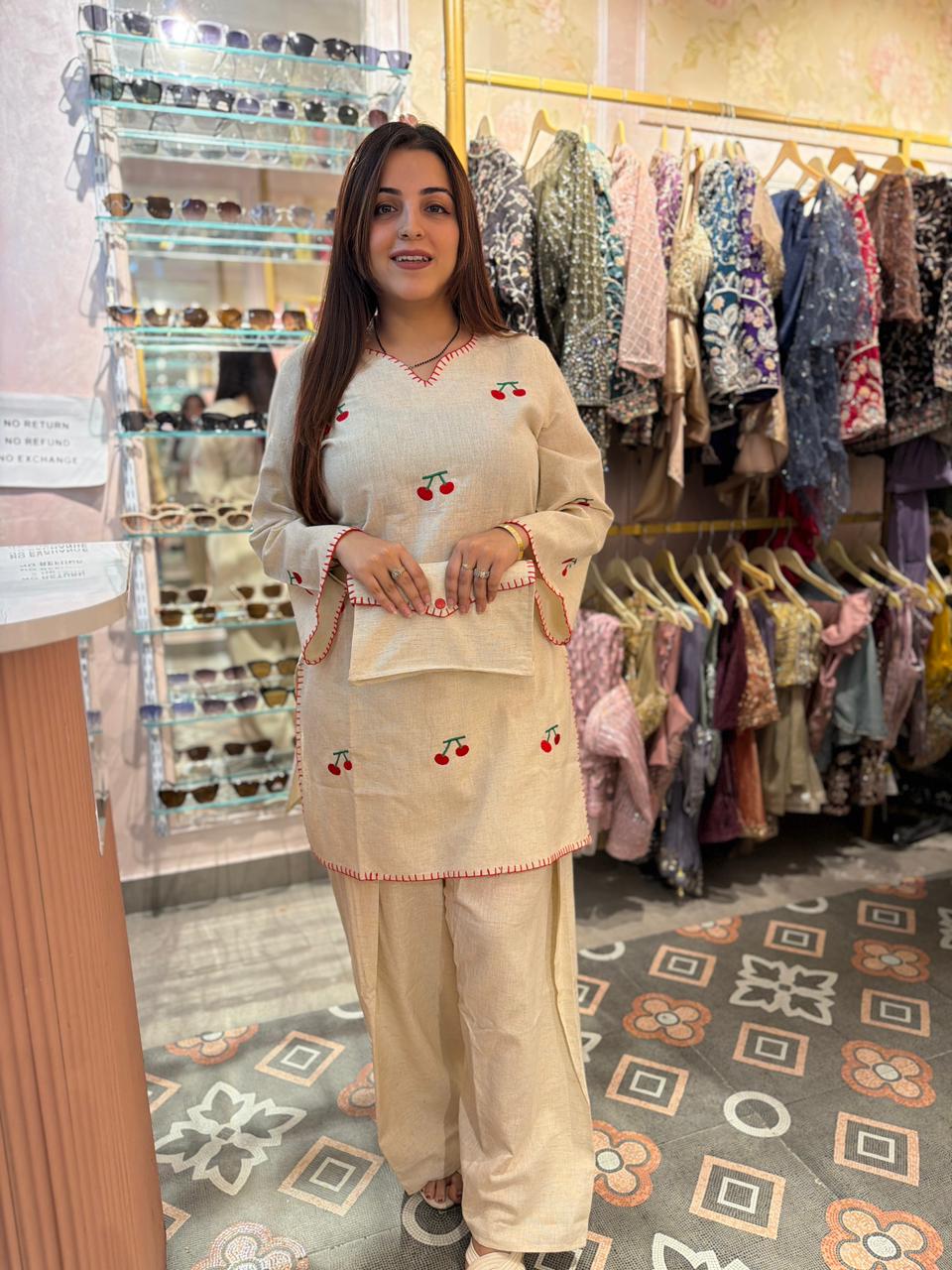 Cherry Bliss Linen Co-ord Set