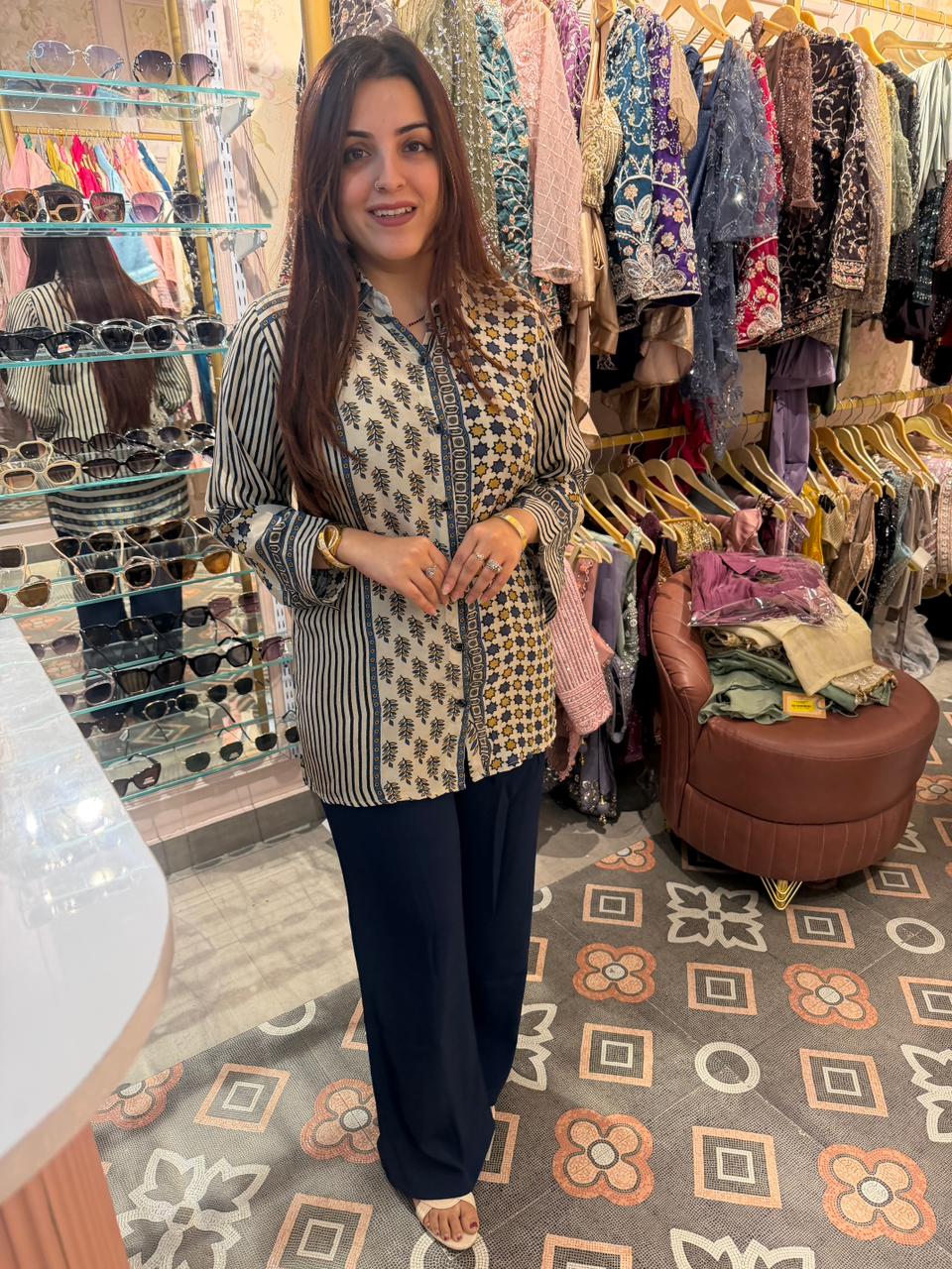 Boho Chic Printed Shirt & Korean Pant Combo