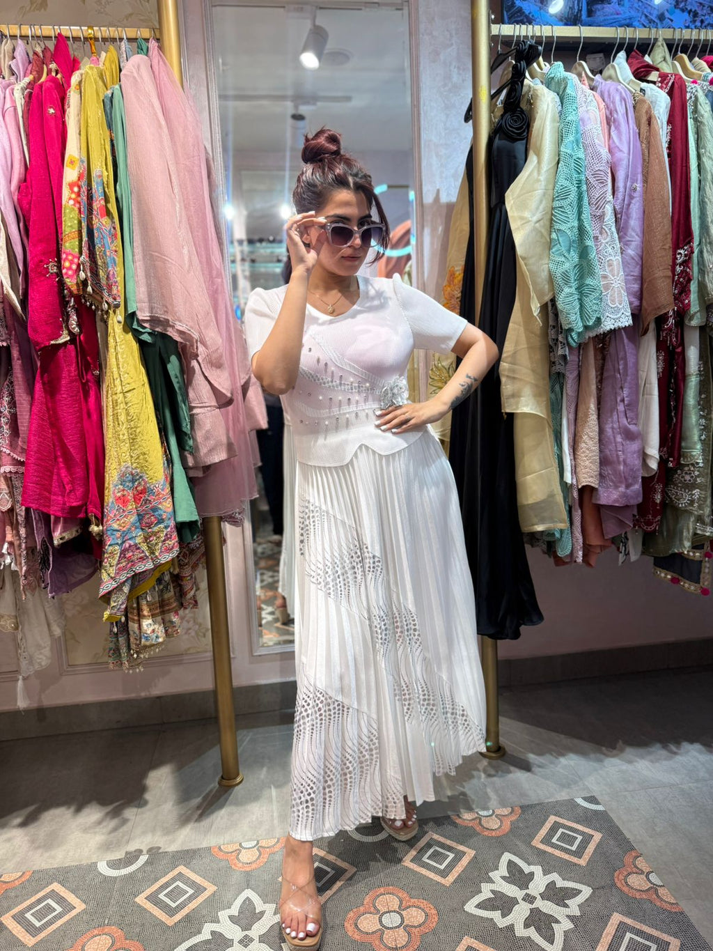 Pearl Grace Wrinkle Pleated Dress