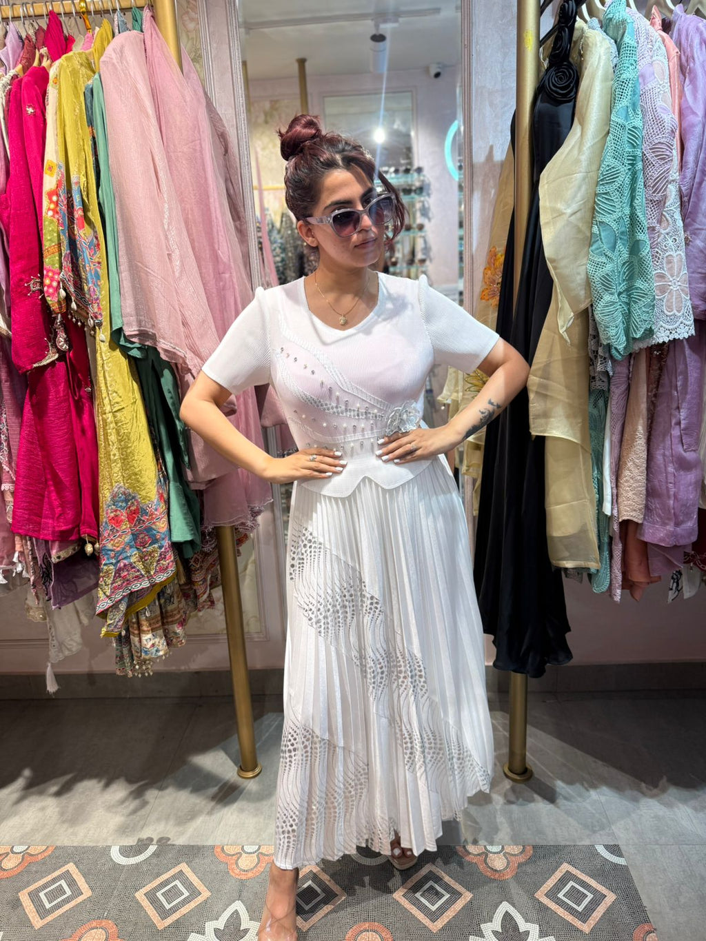 Pearl Grace Wrinkle Pleated Dress