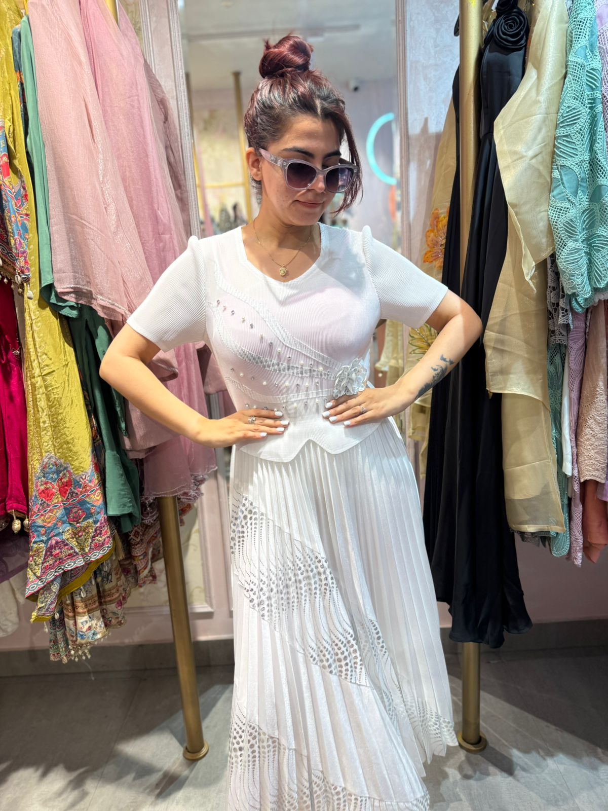 Pearl Grace Wrinkle Pleated Dress