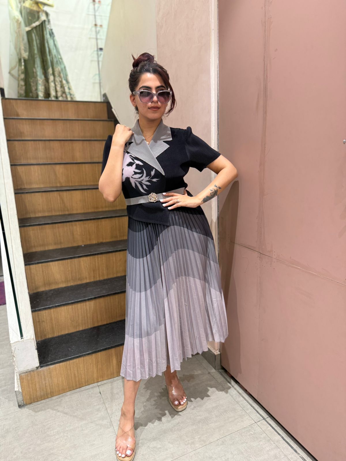 Midnight Grace Pleated Dress