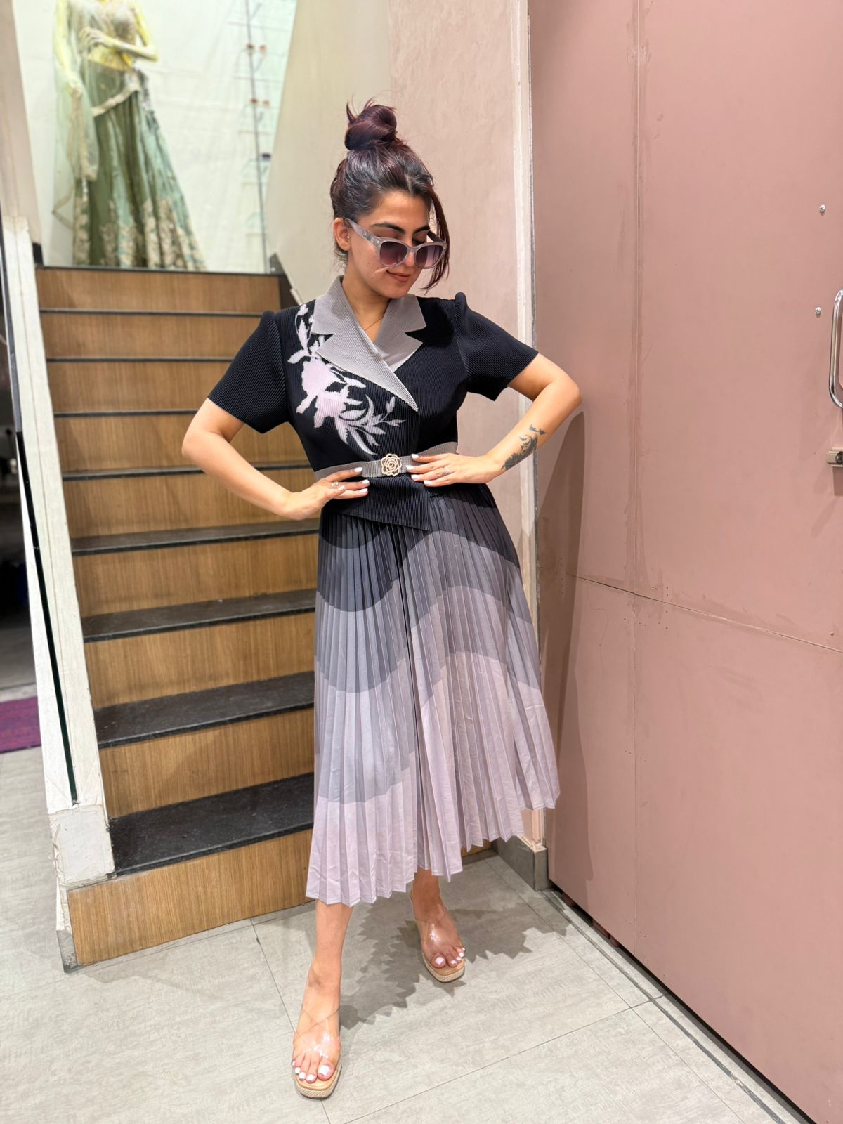 Midnight Grace Pleated Dress