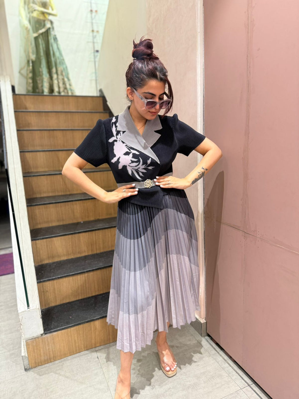 Midnight Grace Pleated Dress