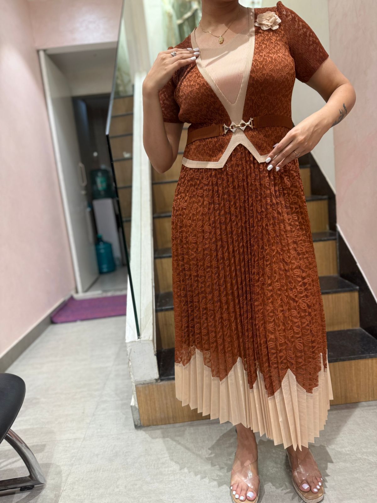 Royale Pleated Midi Dress