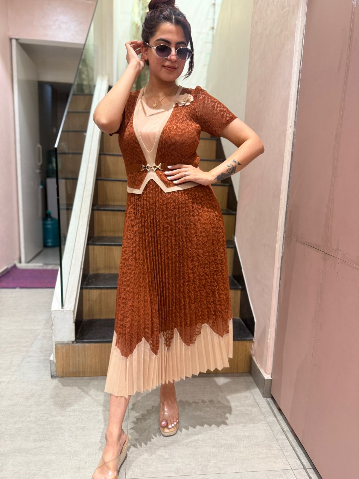 Royale Pleated Midi Dress
