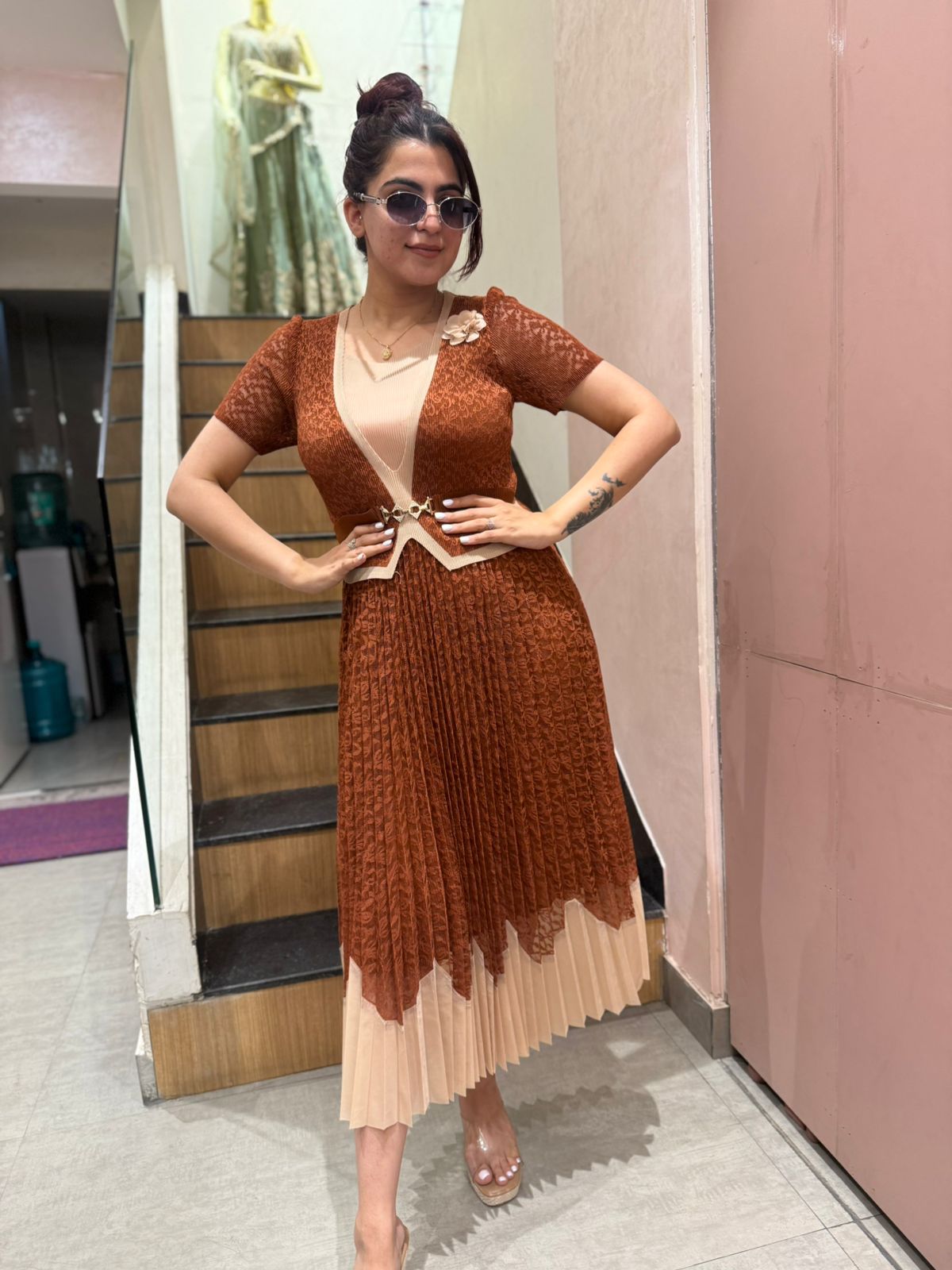 Royale Pleated Midi Dress
