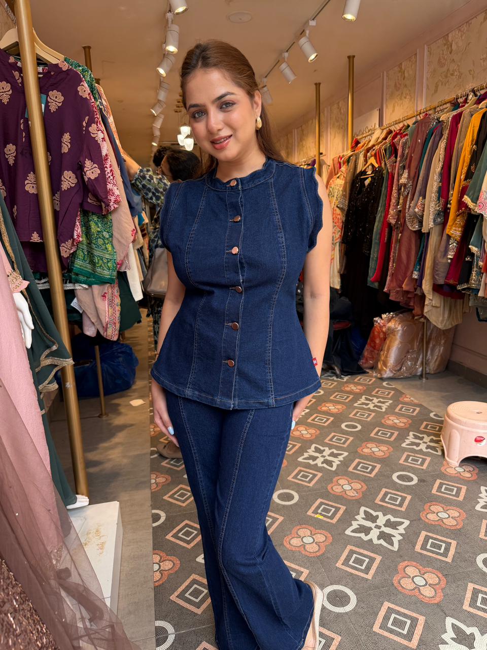 Midnight Denim Flair Co-Ord Set