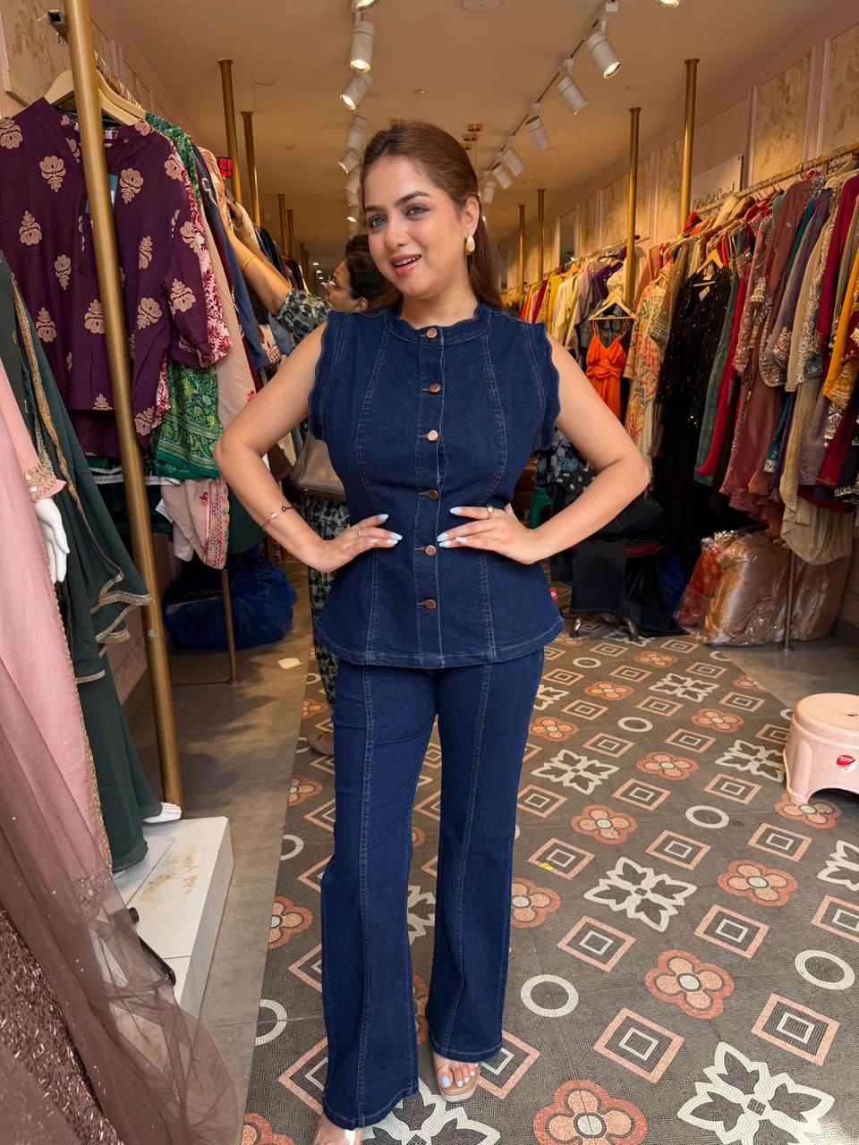 Midnight Denim Flair Co-Ord Set