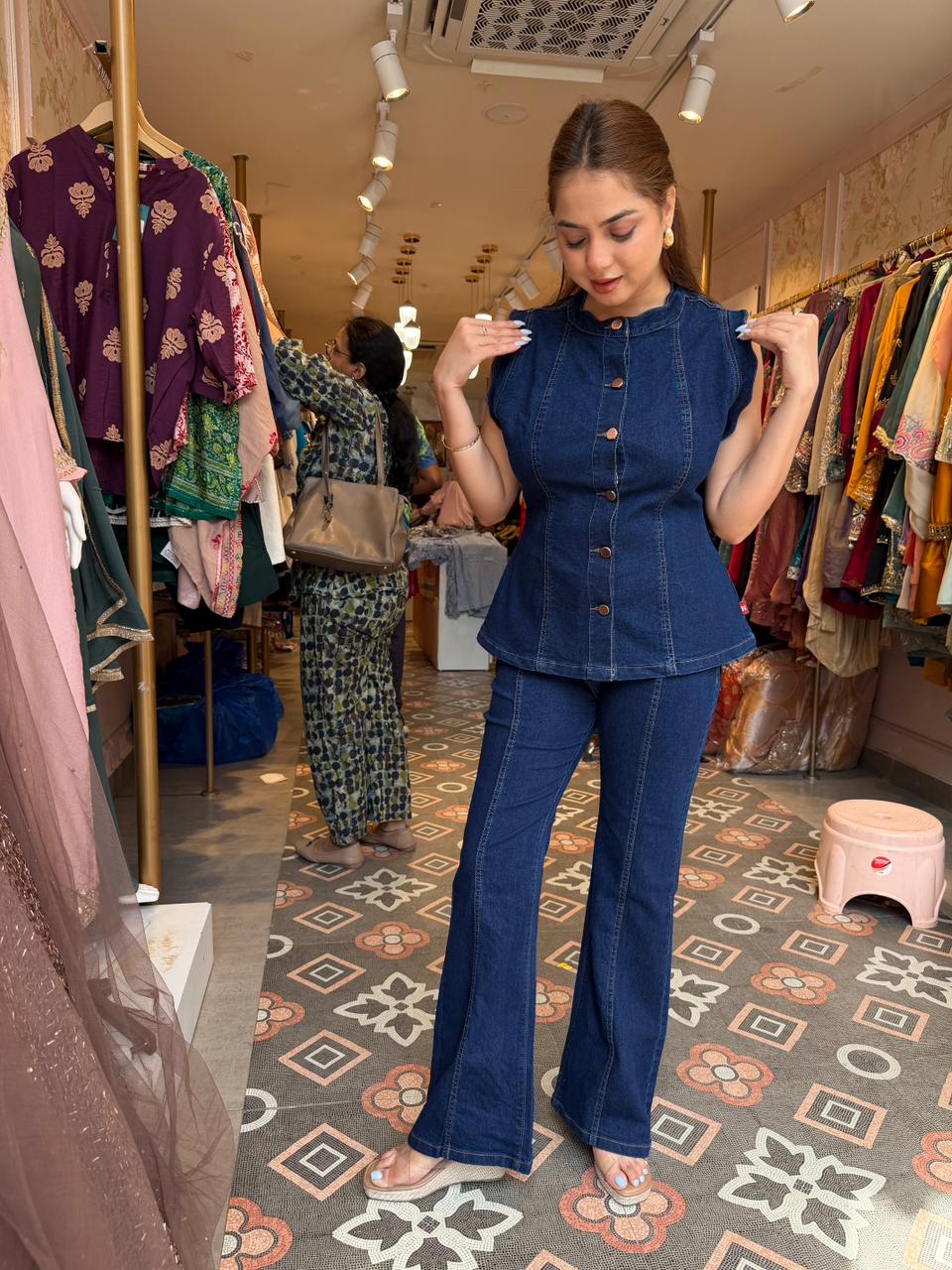 Midnight Denim Flair Co-Ord Set