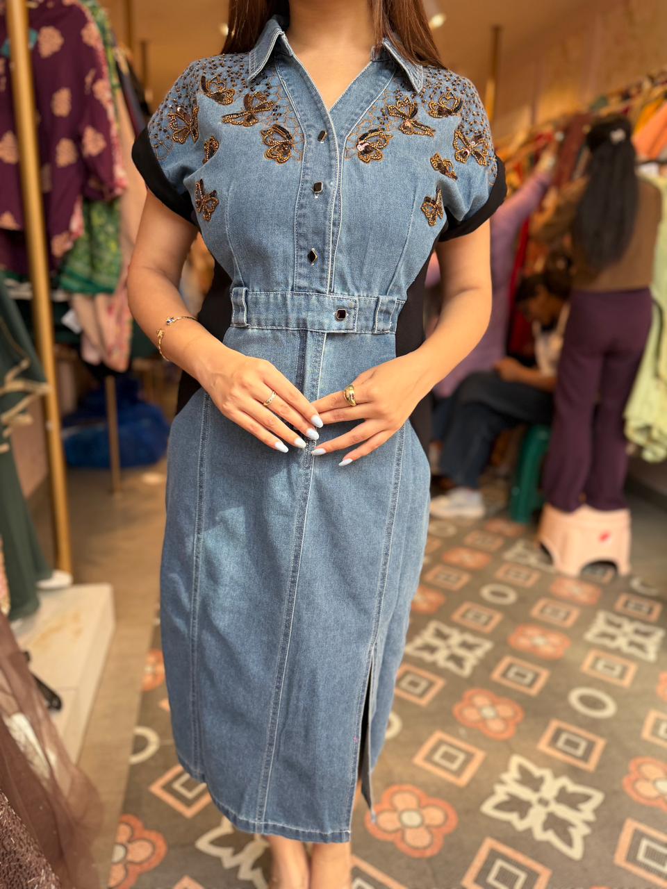 Butterfly Bloom Denim Dress