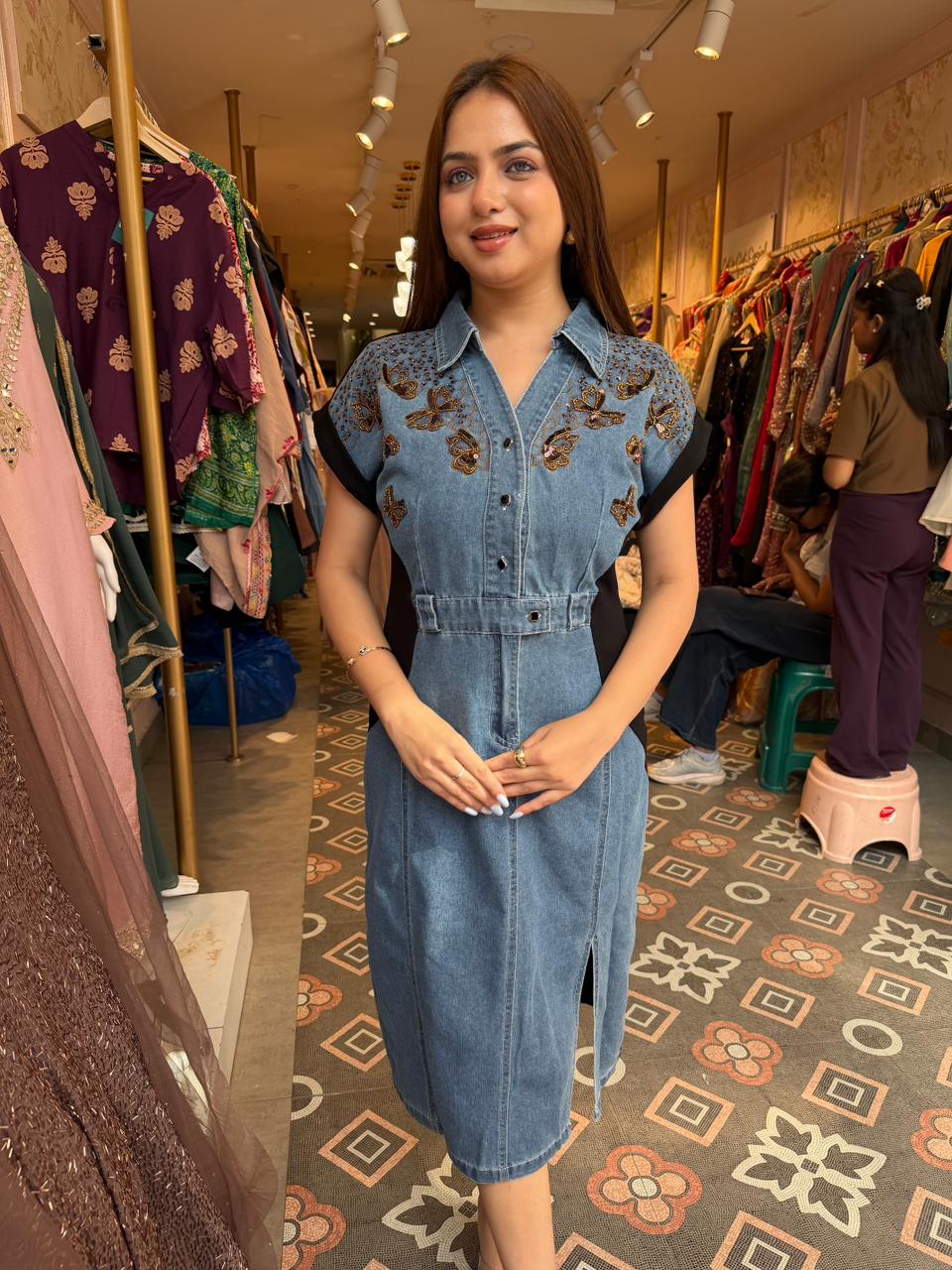 Butterfly Bloom Denim Dress