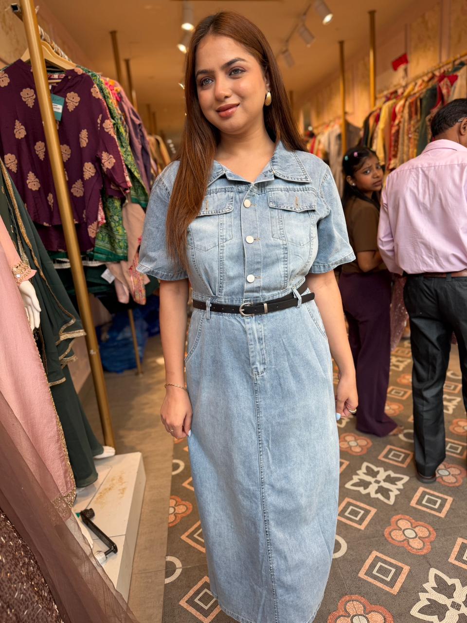 Urban Denim Belted Dress