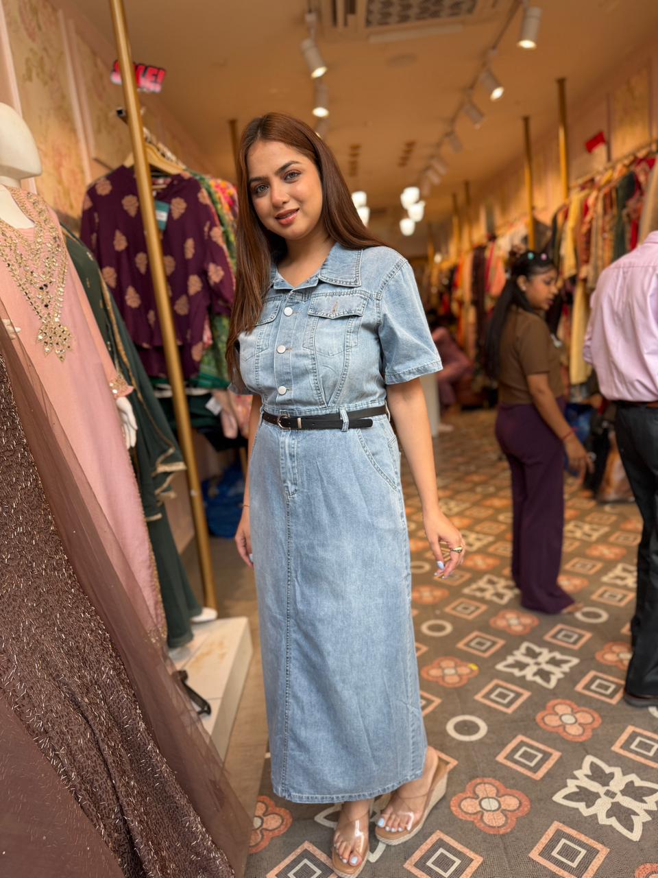 Urban Denim Belted Dress