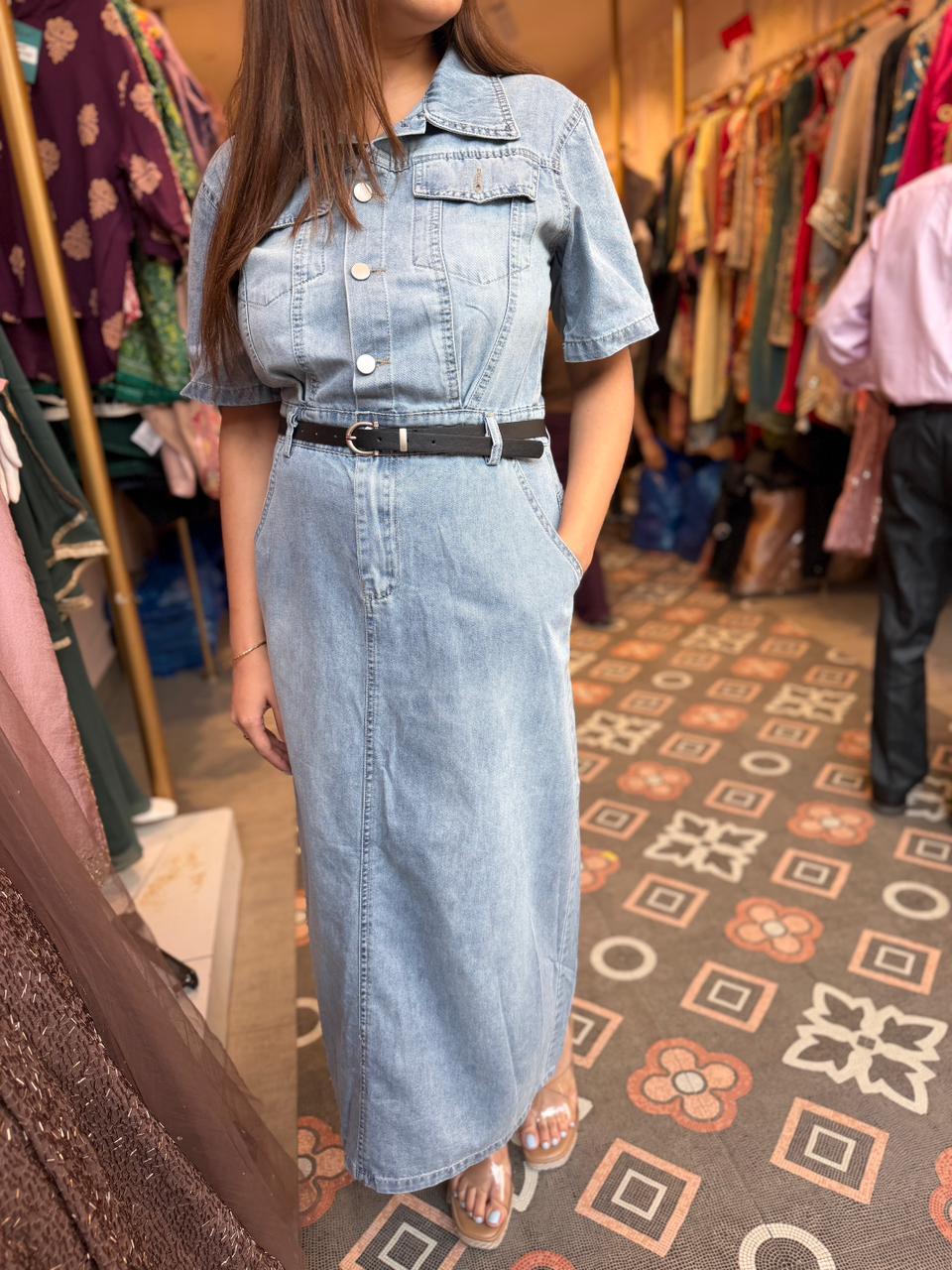 Urban Denim Belted Dress