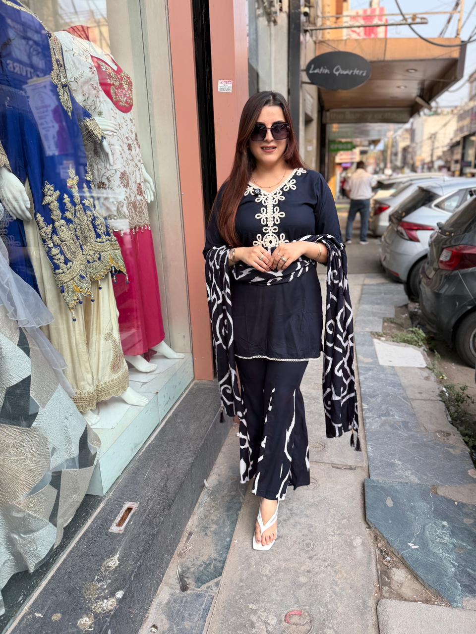 Midnight Elegance  suit Set with Dupatta