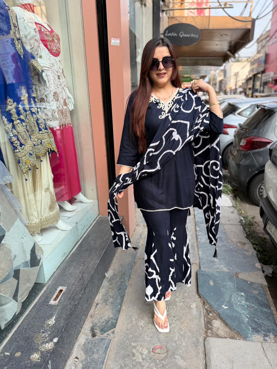 Midnight Elegance  suit Set with Dupatta