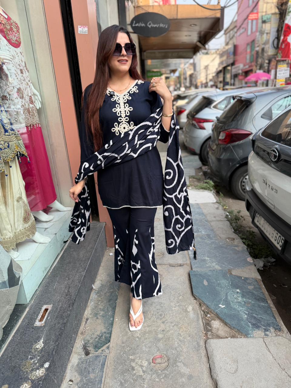 Midnight Elegance  suit Set with Dupatta