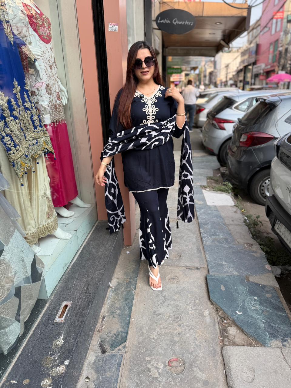 Midnight Elegance  suit Set with Dupatta