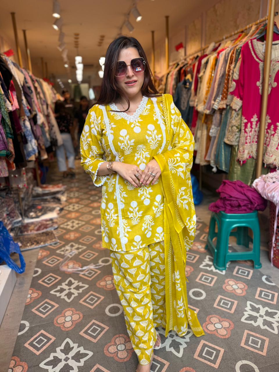Bloom Printed Kurta Pant Set with Dupatta
