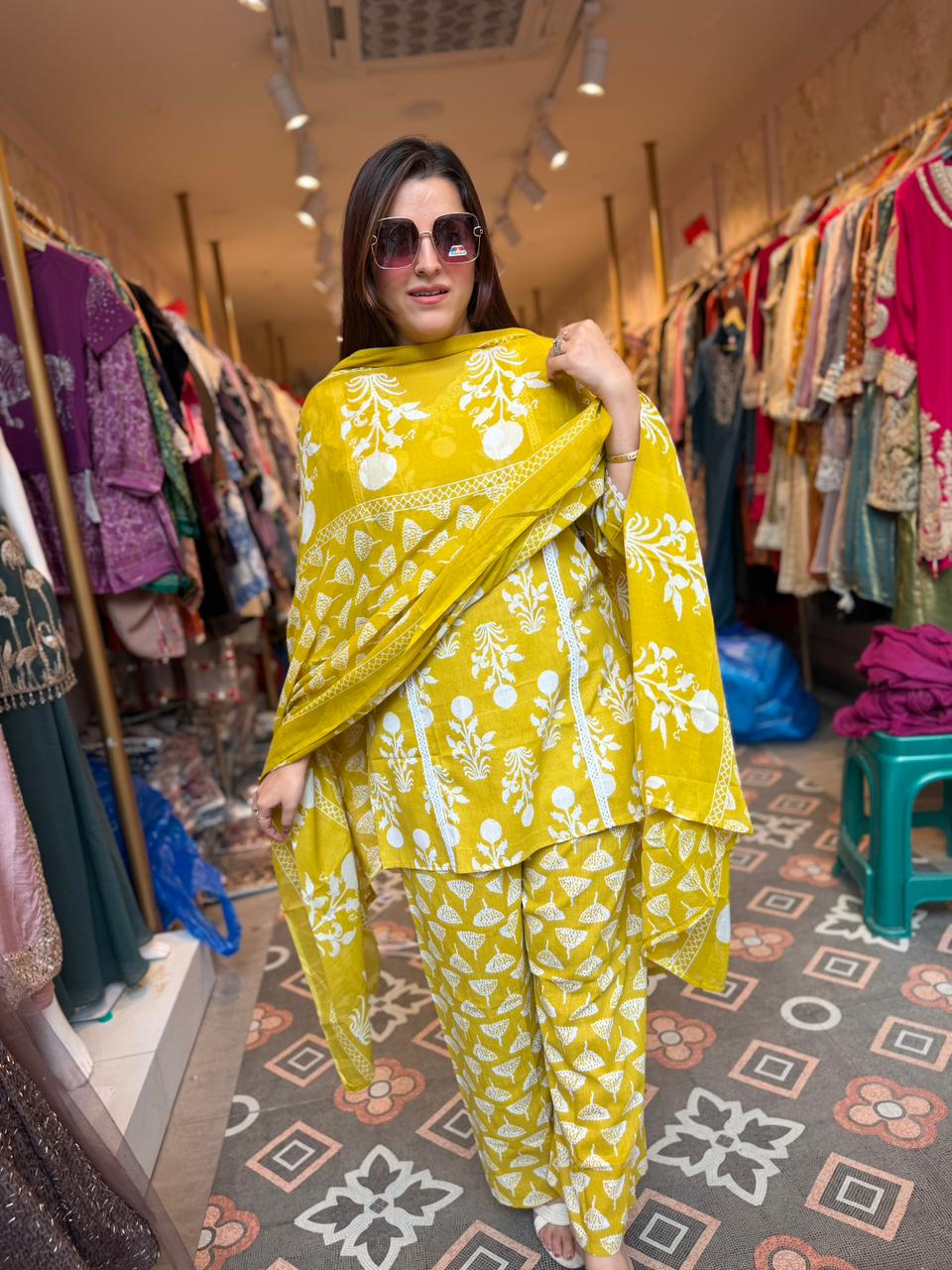 Bloom Printed Kurta Pant Set with Dupatta