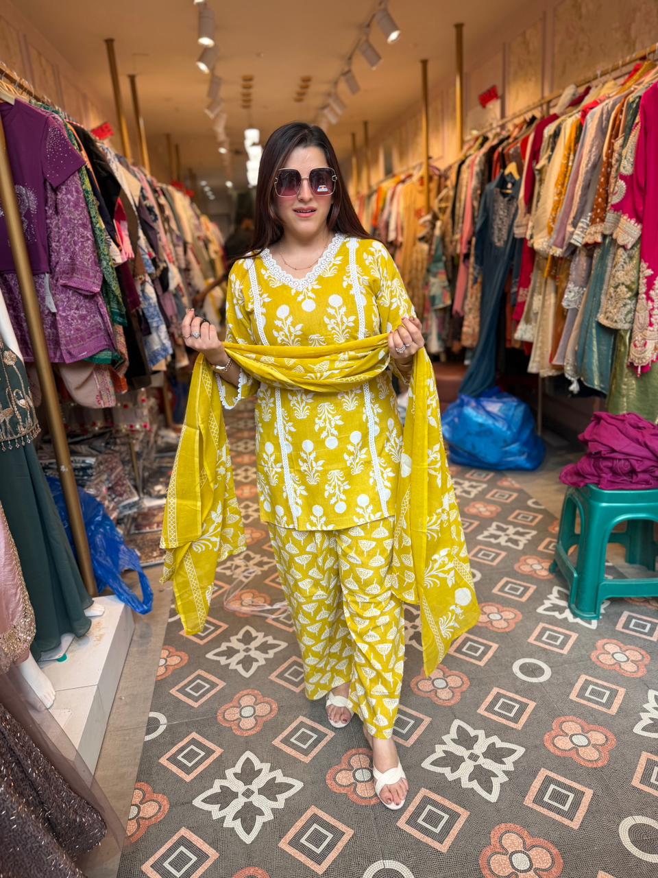 Bloom Printed Kurta Pant Set with Dupatta
