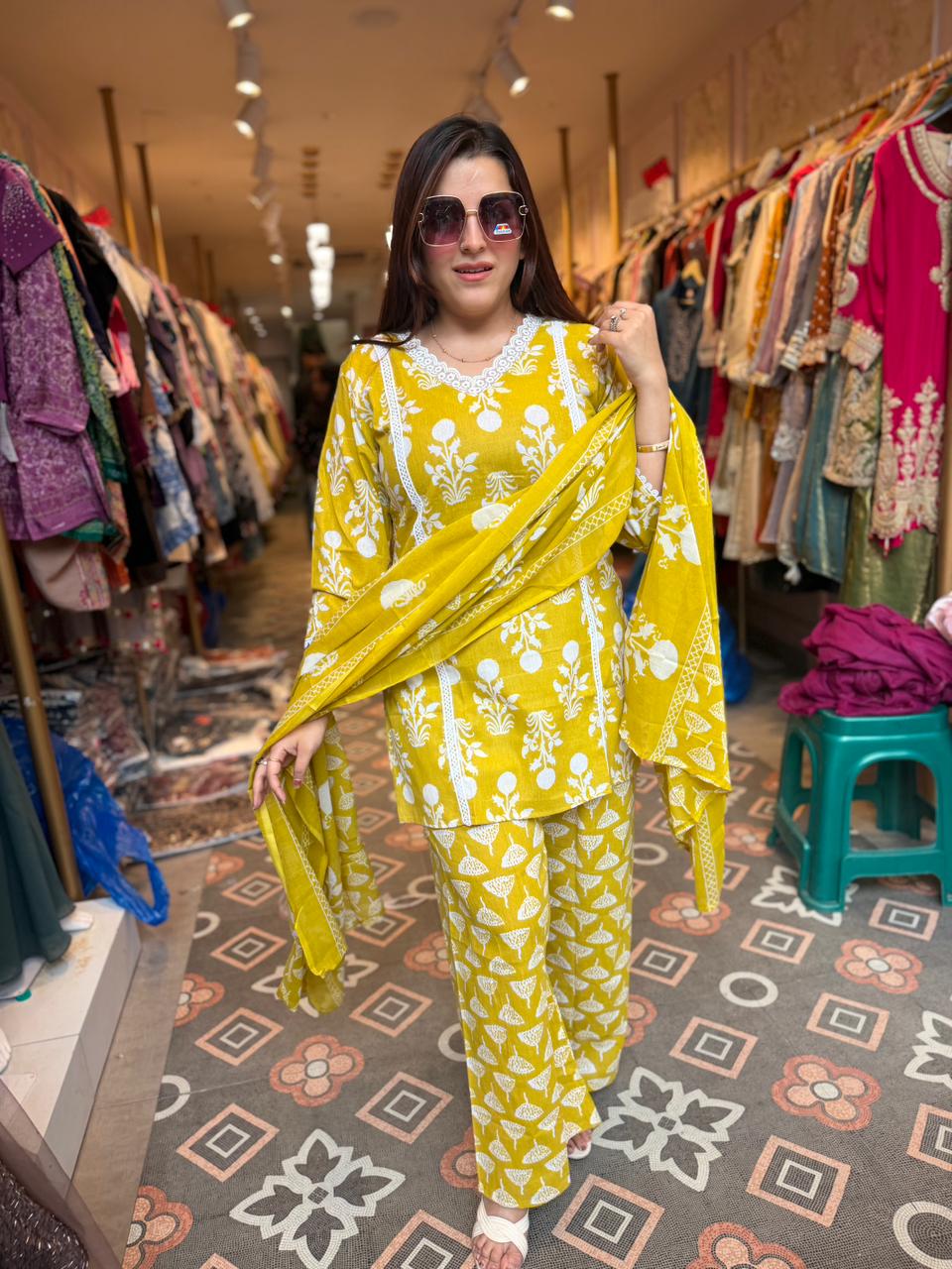 Bloom Printed Kurta Pant Set with Dupatta