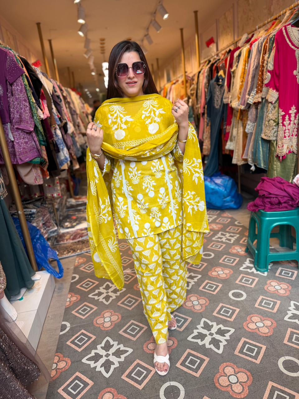 Bloom Printed Kurta Pant Set with Dupatta