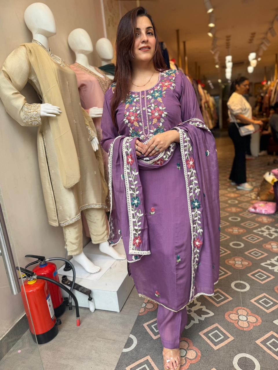 Lavi Bloom Embroidered 3-Piece Suit Set