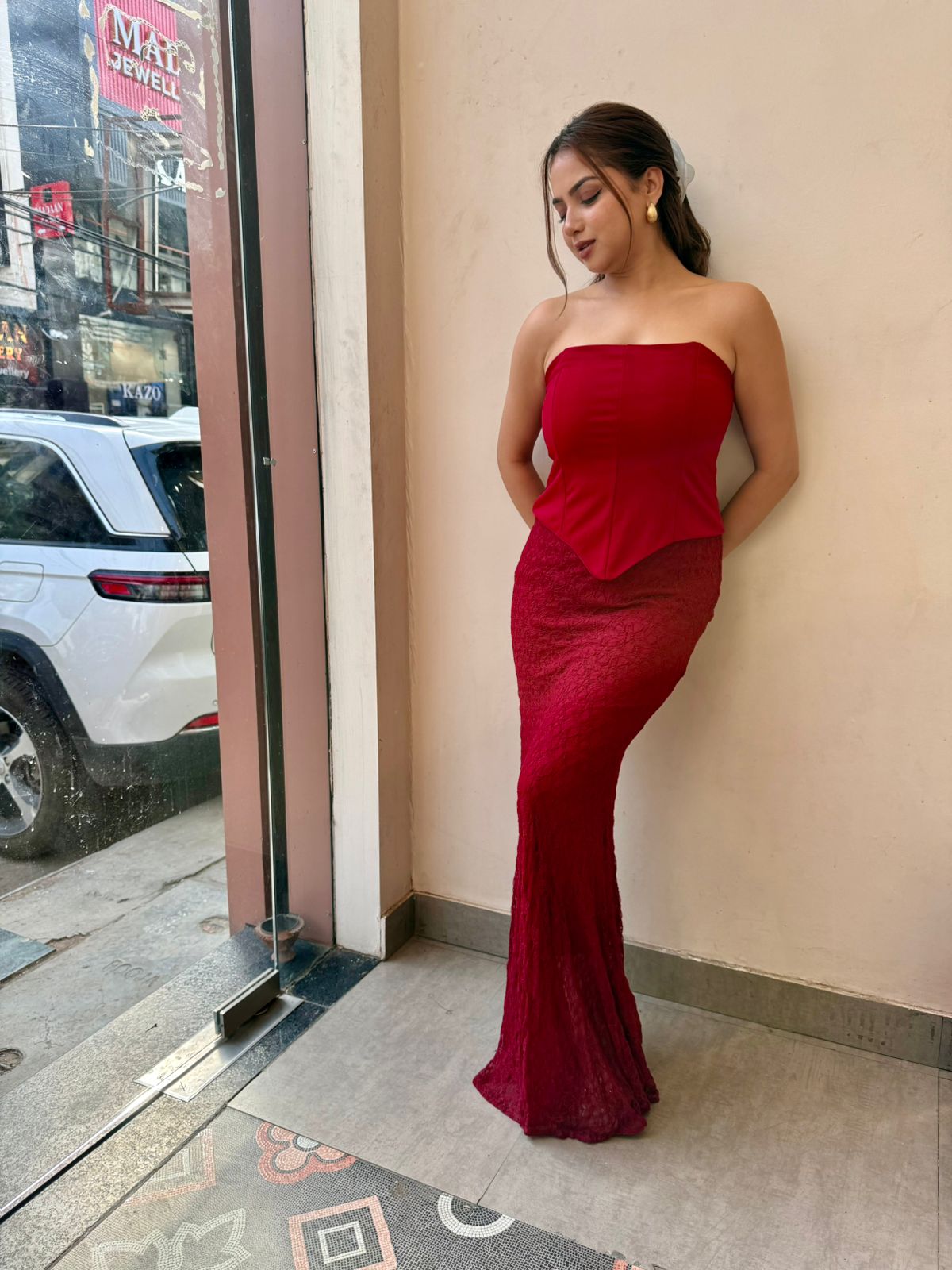 Crimson Belle Mermaid Gown Set