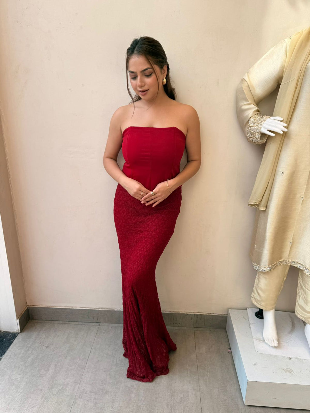Crimson Belle Mermaid Gown Set
