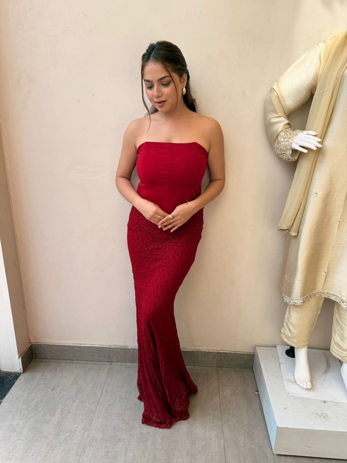 Crimson Belle Mermaid Gown Set
