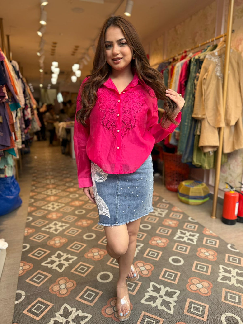 Floral Lace Organza Shirt