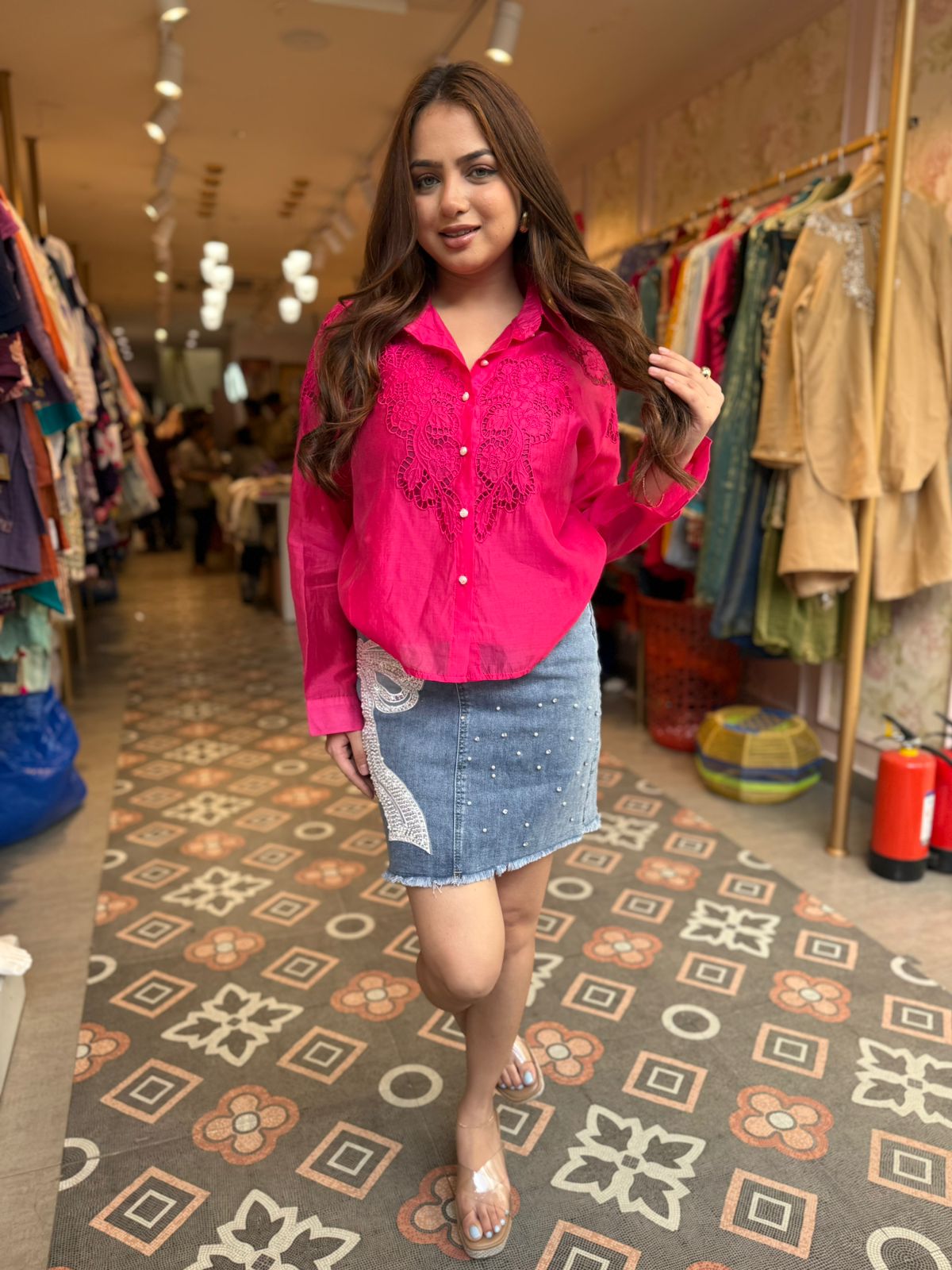 Floral Lace Organza Shirt
