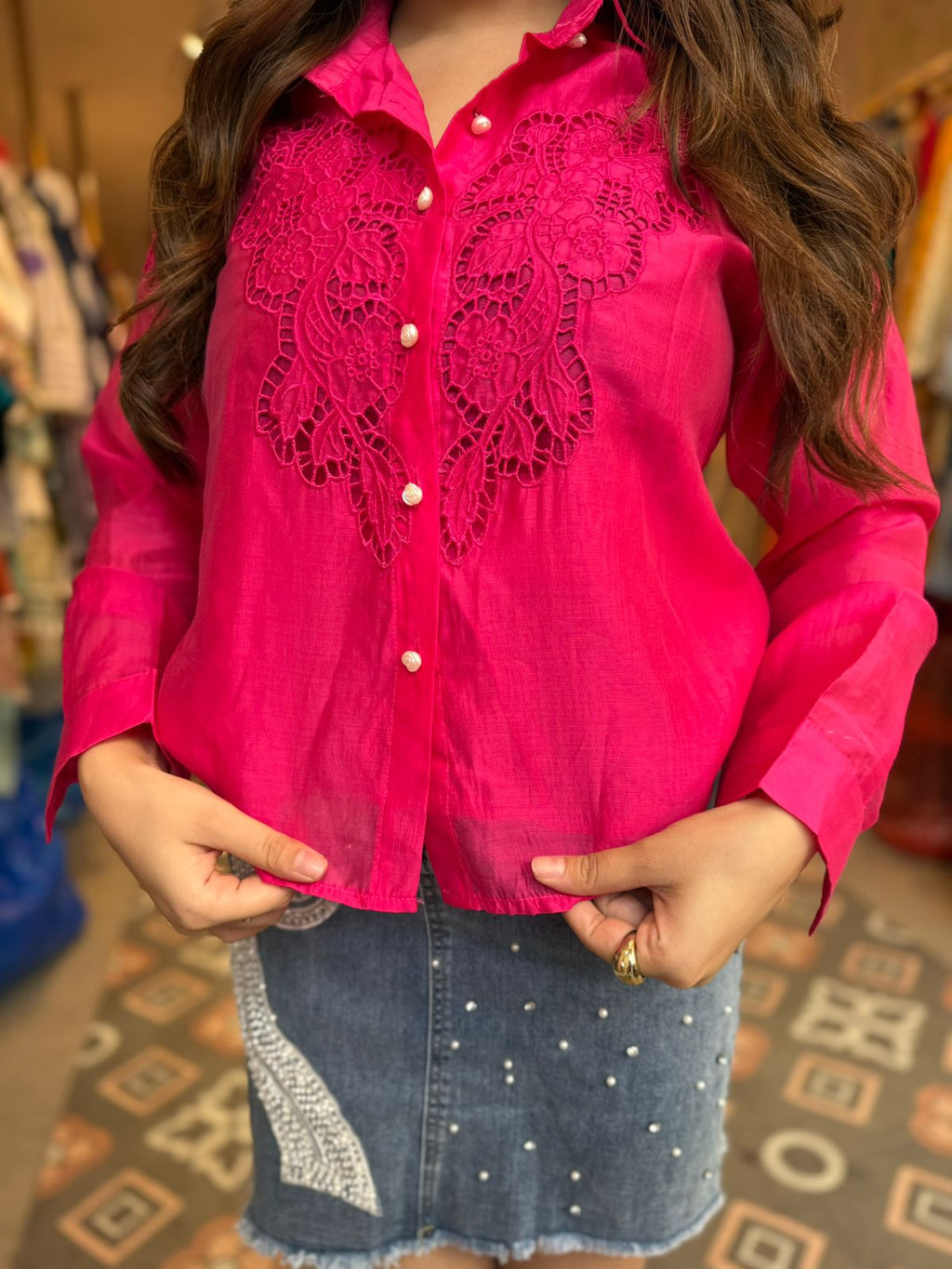 Floral Lace Organza Shirt