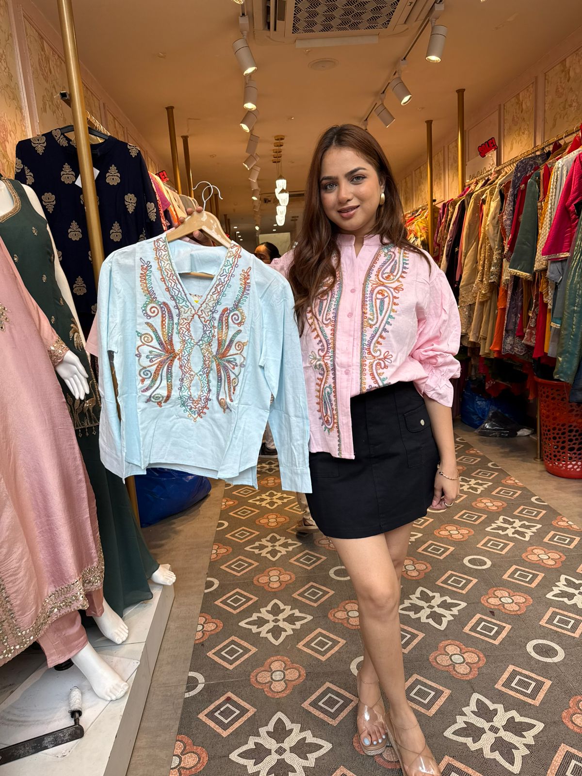 Pastel Paisley Embroidered Shirt