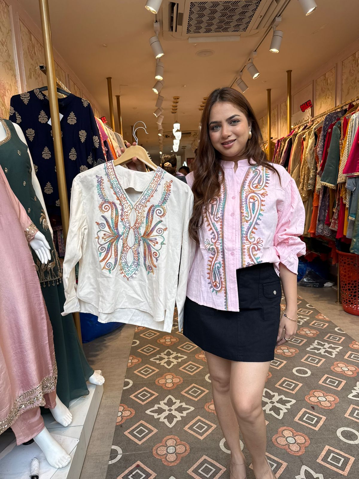 Pastel Paisley Embroidered Shirt