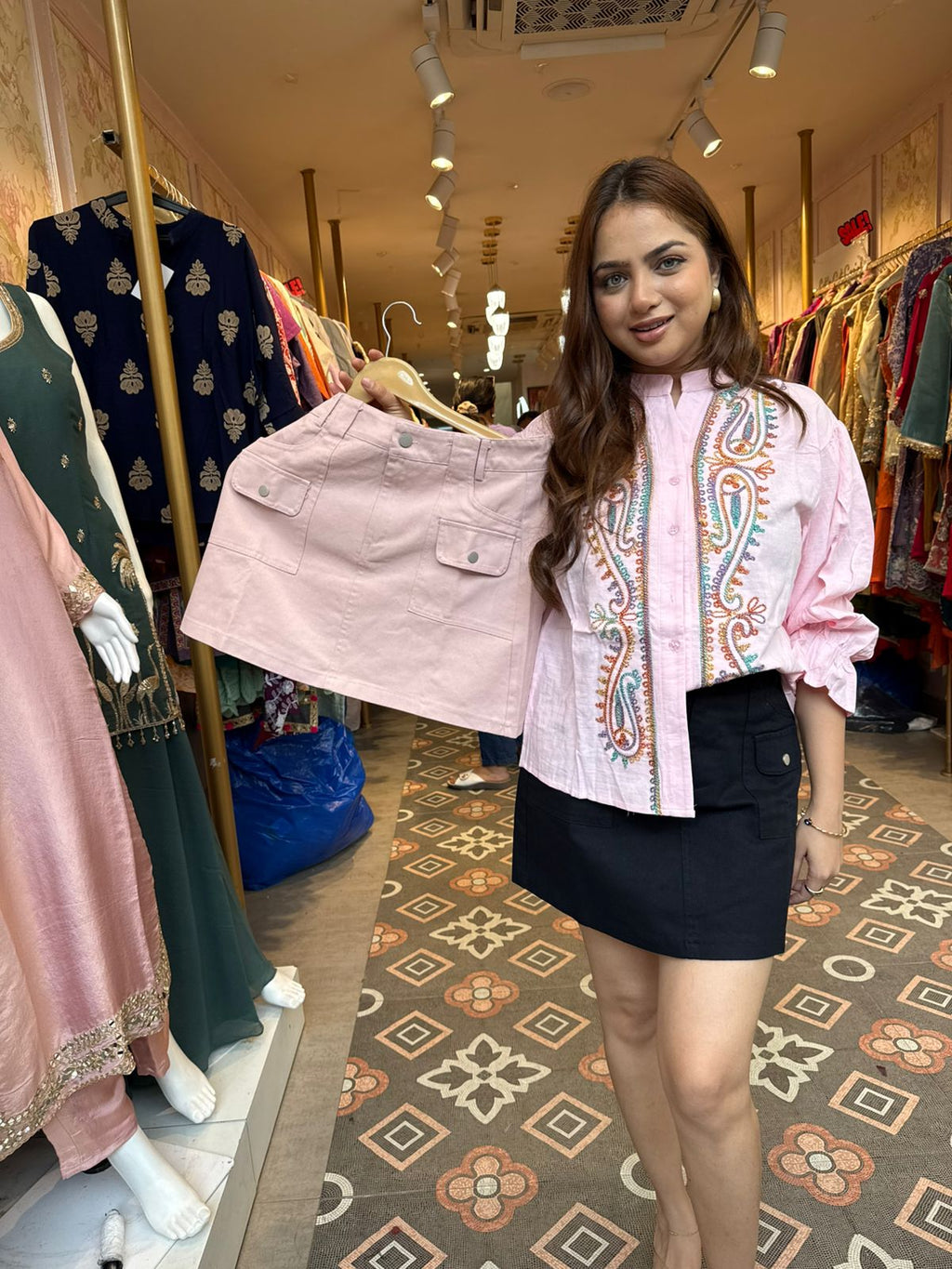 Pastel Paisley Embroidered Shirt