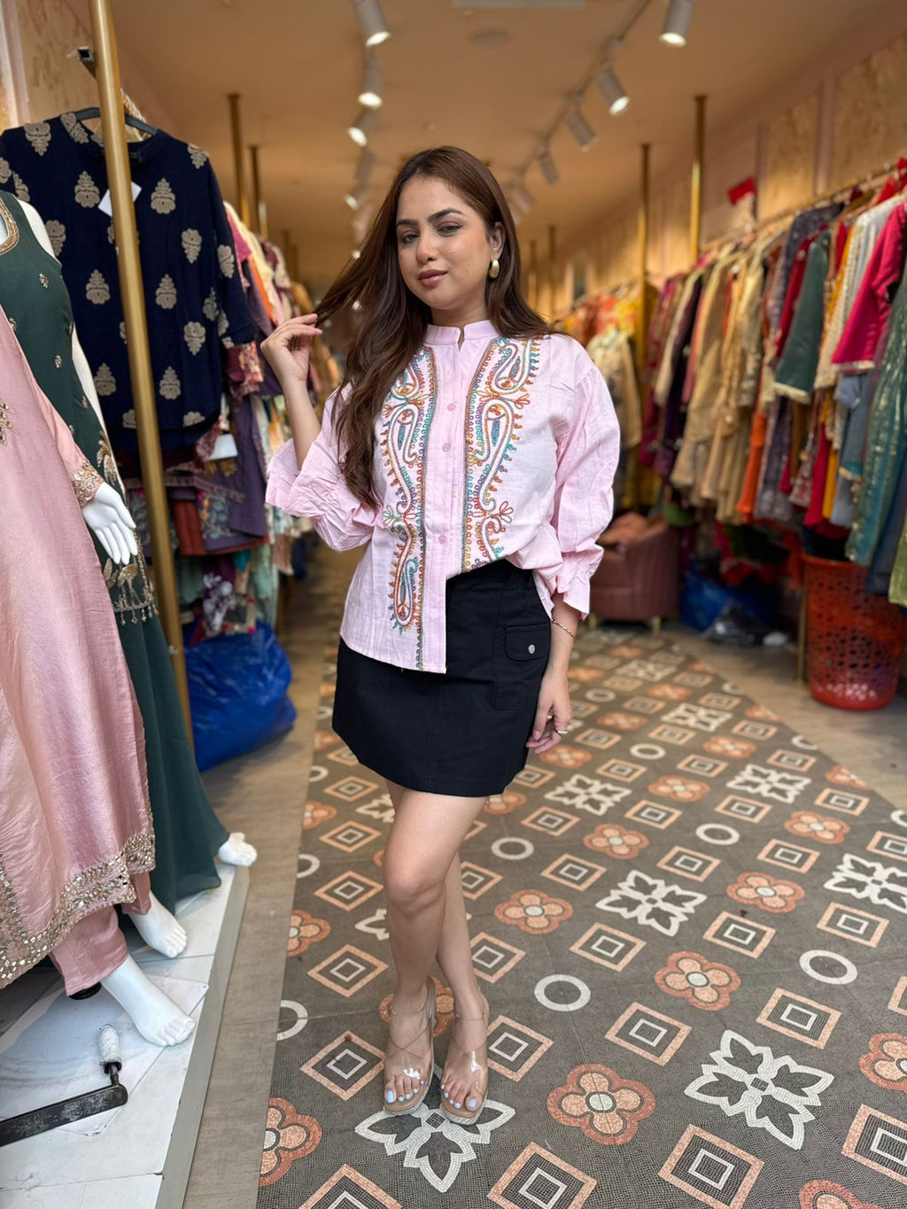 Pastel Paisley Embroidered Shirt