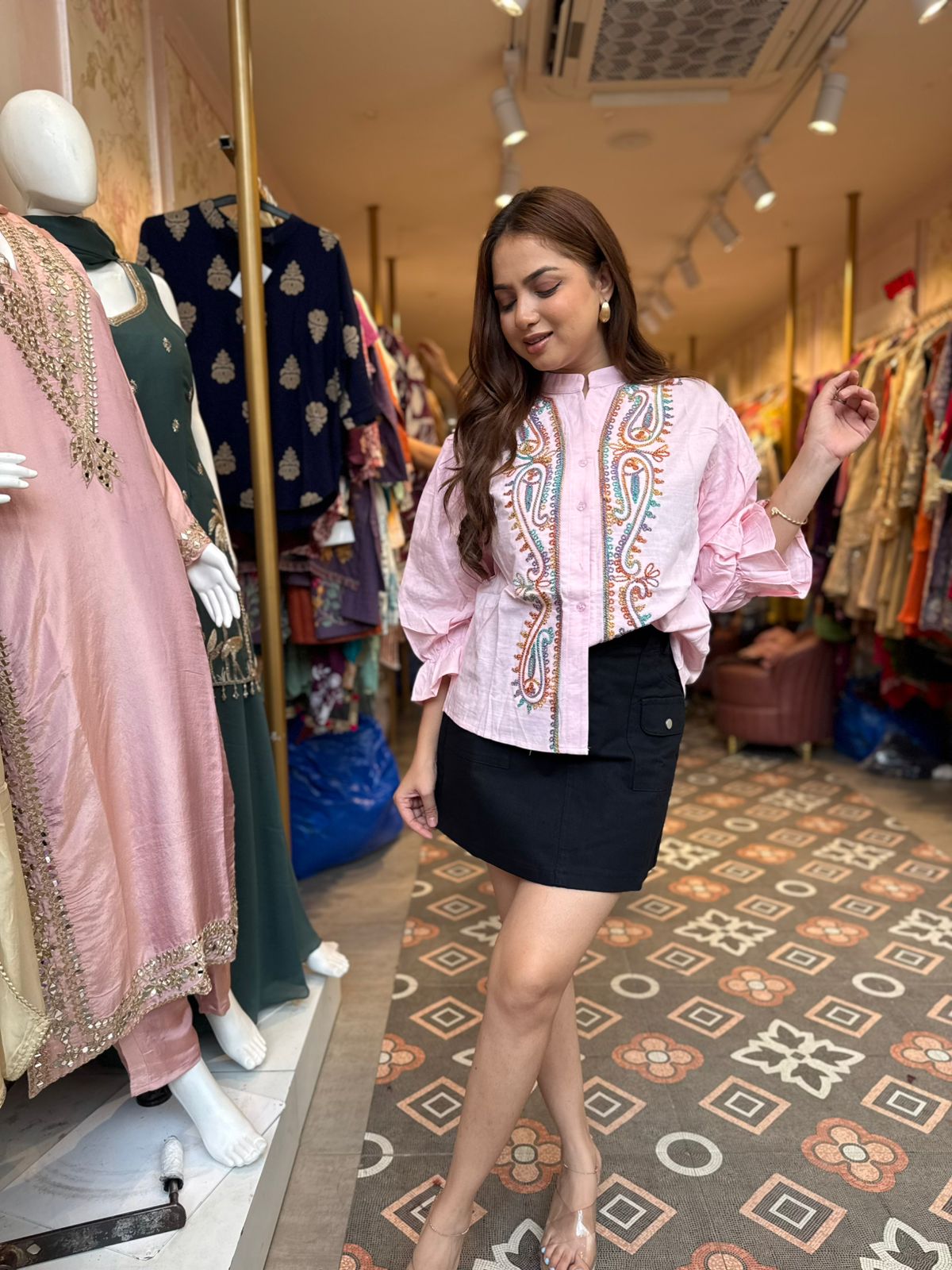 Pastel Paisley Embroidered Shirt